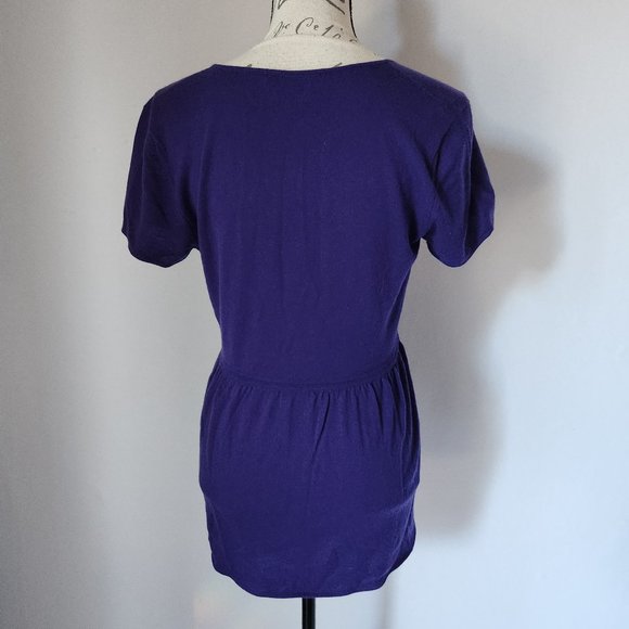 EUC Maria Di Ripabianca Made in Italy Cashmere Peplum Top V-Neck Purple - Picture 4 of 8